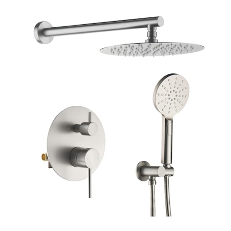 Kibi Circular Pressure Balanced 2-Function Shower System with Rough-In Valve, Brushed Nickle KSF403BN